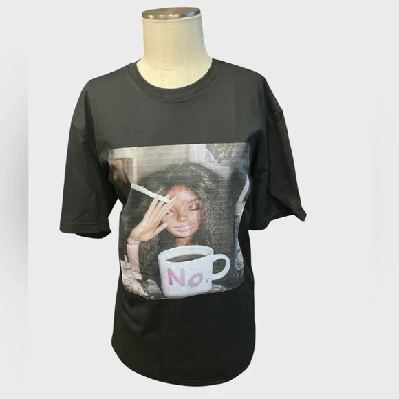 Barbie Graphic Novelty Tee Funny Coffee Mood T Shirt XL 100% Cotton - Picture 3 of 6